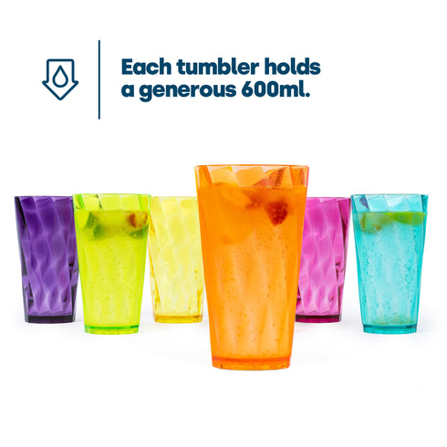 6 Plastic Tumblers - Rainbow